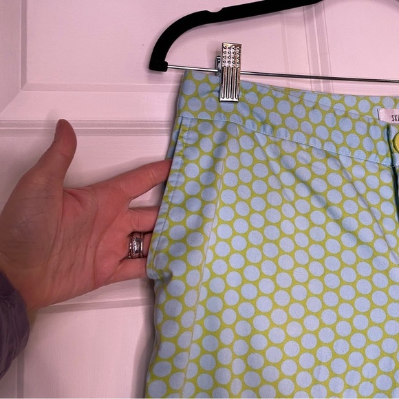 Vintage Skirtin' Around New Canaan CT Blue & Green Circle Print Pants Size 6 - Picture 2 of 7